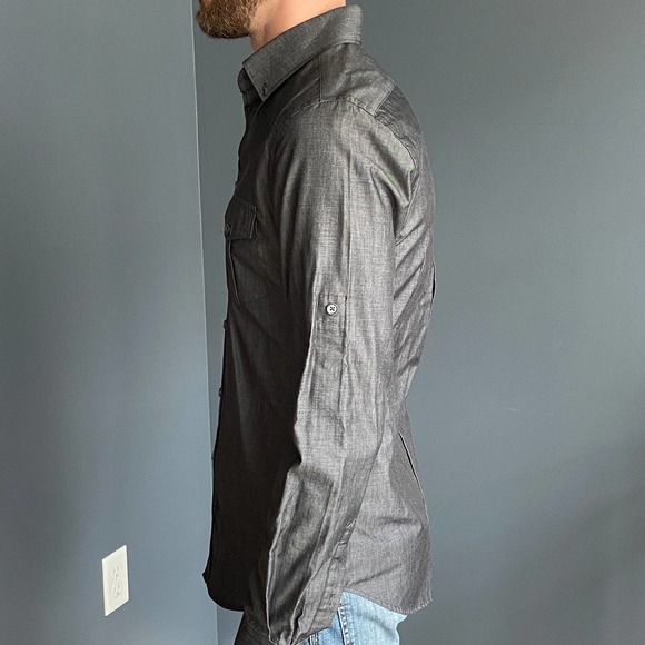 Men’s Dark gray Express Fitted button down shirt - Picture 5 of 5